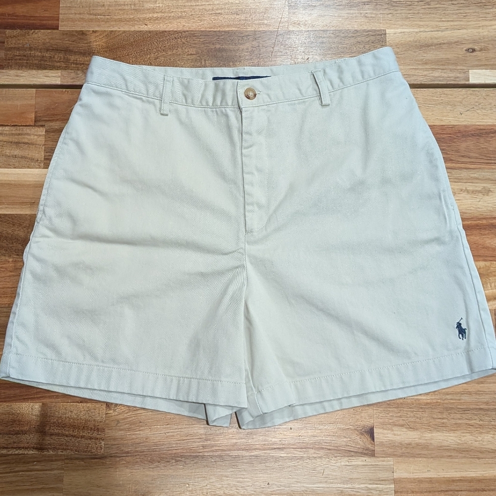 Ralph Lauren Sport Vintage Khaki Chino Shorts Womens Size 10 Beige Cotton Preppy